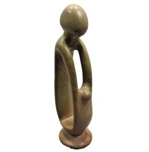 Parent and Child Embracing Soapstone Sculpture