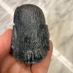 Hand-Carved Black Soapstone Owl with Glass Eyes