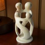 Loving Family Soapstone Sculptures - 8 Inches Tall
