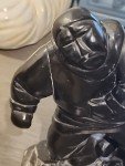 Soapstone Eskimo Hunter Standing on Rock Statue