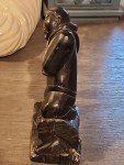 Soapstone Eskimo Hunter Standing on Rock Statue