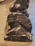 Soapstone Eskimo Hunter Standing on Rock Statue