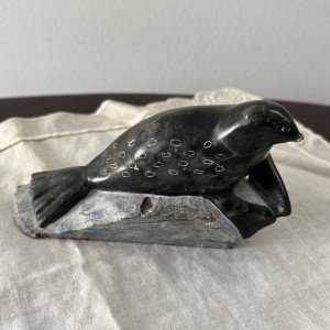 Inuit Seal Soapstone Carving - Vintage Small Piece