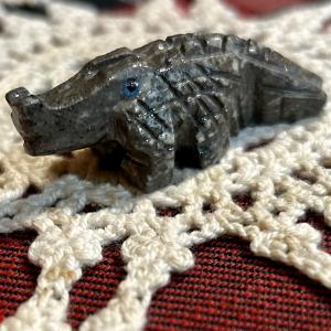 Mini Green Soapstone Alligator Figurine from Peru