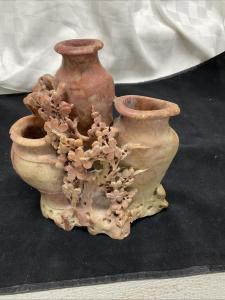 Chinese Hand Carved Soapstone Floral Vase