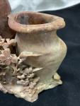 Chinese Hand Carved Soapstone Floral Vase