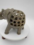 Hand-Carved Vintage Soapstone Elephant Figurine Set