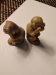 Set of 2 Vintage Chinese Soapstone Monkey Figures