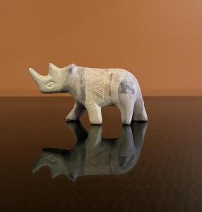 Vintage Soapstone Carved Rhinoceros Figurine 4.5”