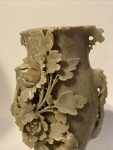 Soapstone Carving Vase with Roses and Bird