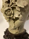 Soapstone Carving Vase with Roses and Bird