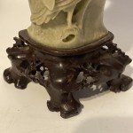 Soapstone Carving Vase with Roses and Bird