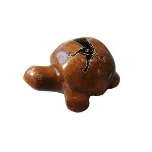 Painted Soapstone Turtle Butterfly Paperweight 3.5