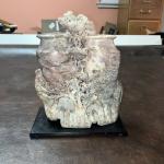 Antique Hand-Carved Chinese Soapstone Double Vase