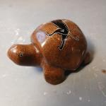 Painted Soapstone Turtle Butterfly Paperweight 3.5