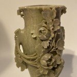 Soapstone Carving Vase with Roses and Bird