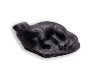 Inuit Soapstone Otter Sculpture by Abraham Pov