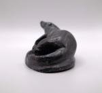 Inuit Soapstone Otter Sculpture by Abraham Pov