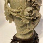 Soapstone Carving Vase with Roses and Bird