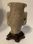 Soapstone Carving Vase with Roses and Bird