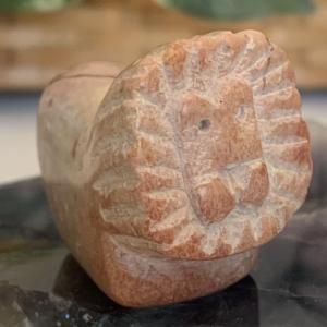 Kisii Soapstone Lion Figurine - 2” Cat Statue
