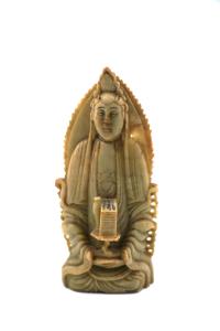 Vintage Chinese Soapstone Carved Buddha on a Lotus Base Sculpture