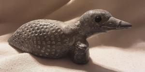 Wolf Original Hand Made Soapstone Loon, Canadian Carved Sculpture