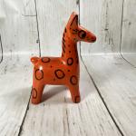 Hand Carved Dyed Soapstone Bright Orange Giraffe Figurine 3.75"