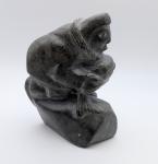 Vintage Inuit Fisherman Soapstone Hand Carved Sculpture Eskimo Art