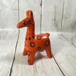 Hand Carved Dyed Soapstone Bright Orange Giraffe Figurine 3.75"