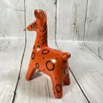 Hand Carved Dyed Soapstone Bright Orange Giraffe Figurine 3.75"