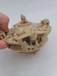 Vintage Carved Openwork Chinese Soapstone  Flowers Birds Incense Burner Pot Lid 