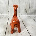 Hand Carved Dyed Soapstone Bright Orange Giraffe Figurine 3.75"