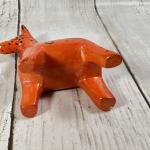 Hand Carved Dyed Soapstone Bright Orange Giraffe Figurine 3.75"