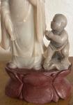 Hand Carved Quan Yin Soapstone Statue with Lotus Base