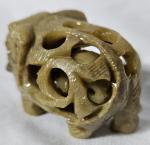 Vintage Soapstone Mother Elephant with Baby Carving