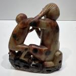 Vintage Chinese Soapstone Sculpture of Two Monkeys