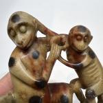 Vintage Chinese Soapstone Sculpture of Two Monkeys