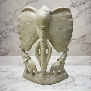 Soapstone Elephant Family Figurine from Kenya
