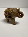 Hand-Carved Vintage Soapstone Elephant and Baby