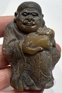 Vintage Hand-Carved Chinese Soapstone Buddha Figurine