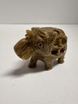 Hand-Carved Vintage Soapstone Elephant and Baby