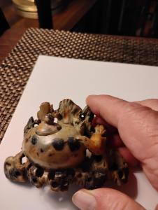 Vintage Hand Carved Chinese Soapstone Bird Bowl