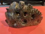Hand Carved Chinese Soapstone Floral Mountain Sculpture