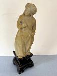 7.75" Vintage Chinese Soapstone Woman Figure Statue