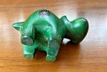 Green Soapstone Hippo Figurine, 3” x 1.5”