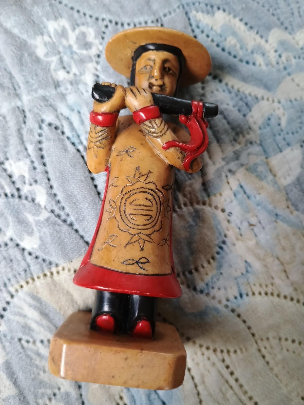 Vintage Soapstone Musician Sculpture Figure