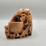 Floral Design Hand Carved Soapstone Brush Pot