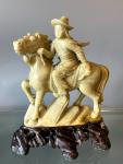 Vintage Chinese Soapstone Horse Rider Sculpture