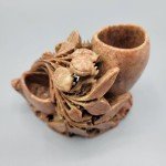 Floral Design Hand Carved Soapstone Brush Pot